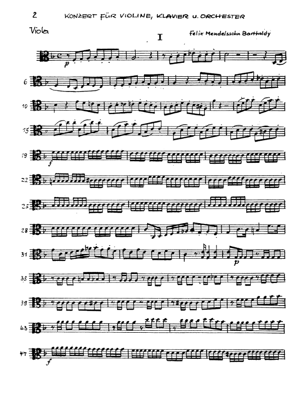 Mendelssohn: Concerto for Violin and Piano in D minor (Set of String Parts)