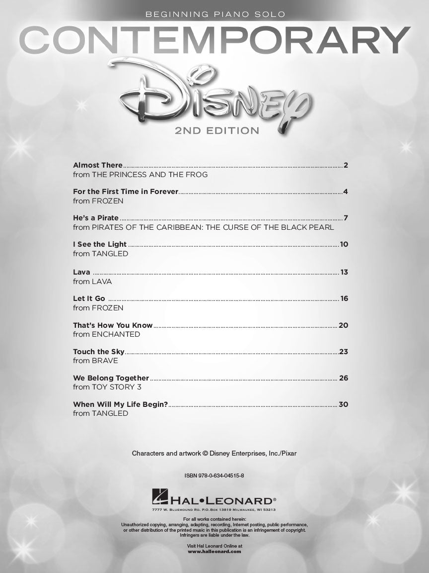 Contemporary Disney Solos - Beginning Piano Solos