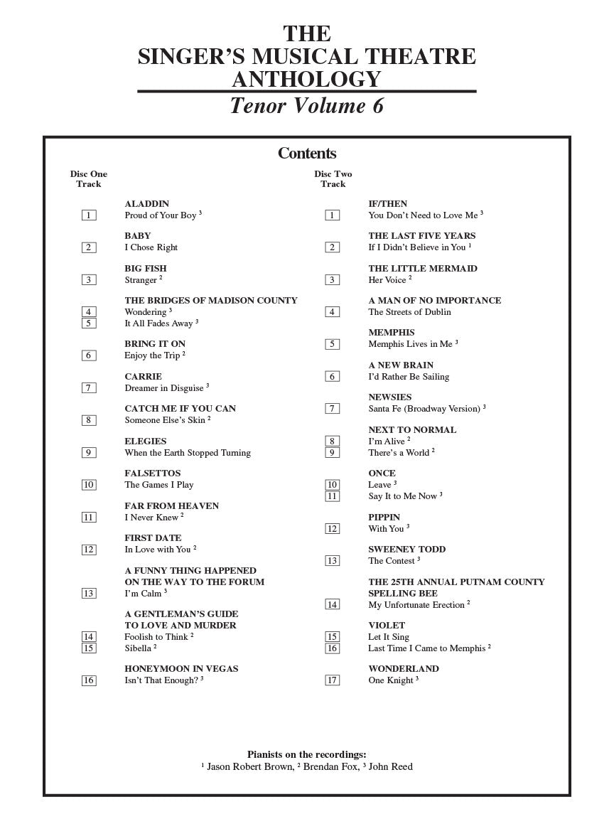 Singer's Musical Theatre Anthology Volume 6 Tenor Accompaniment CDs