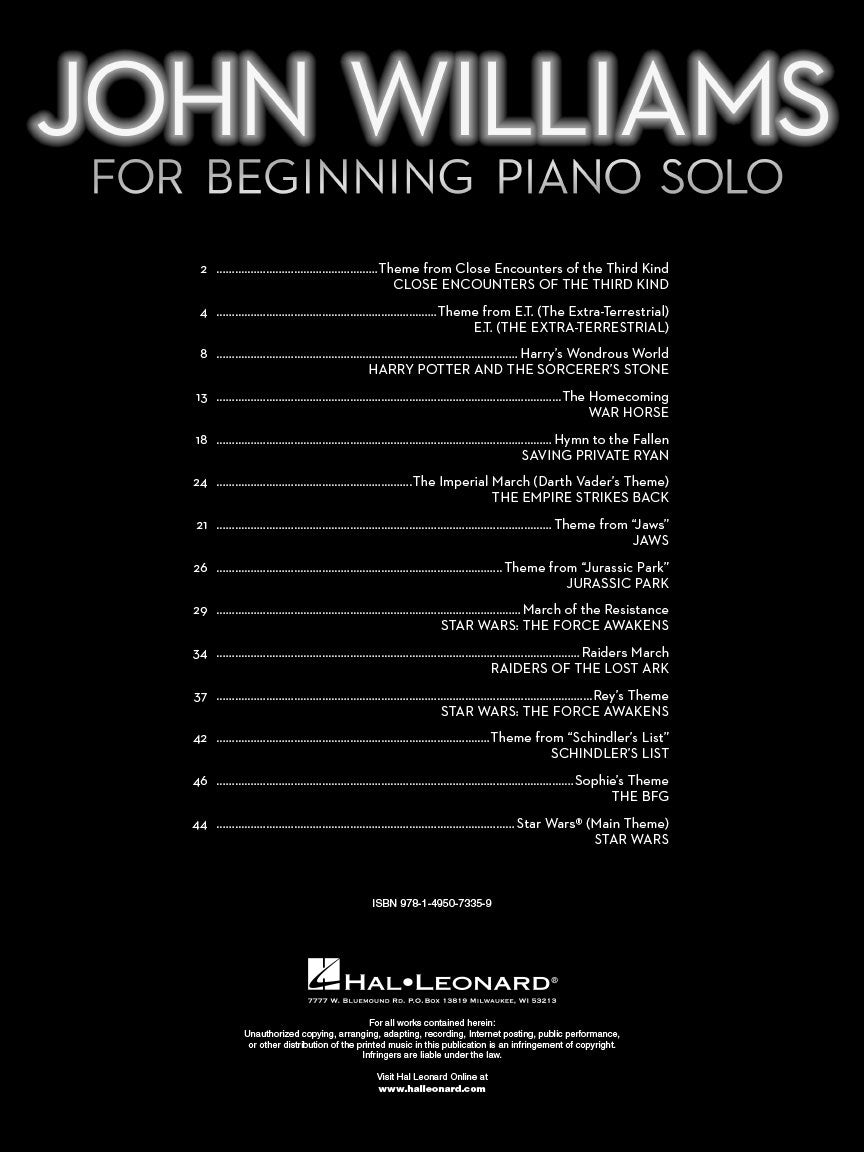 Williams, John - Beginning Piano Solo