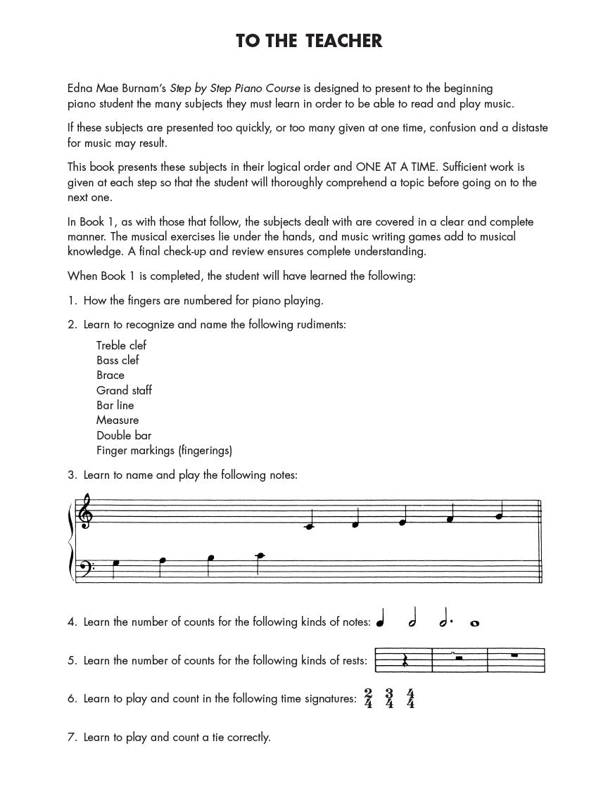 Burnam Step by Step Piano Course Book 1
