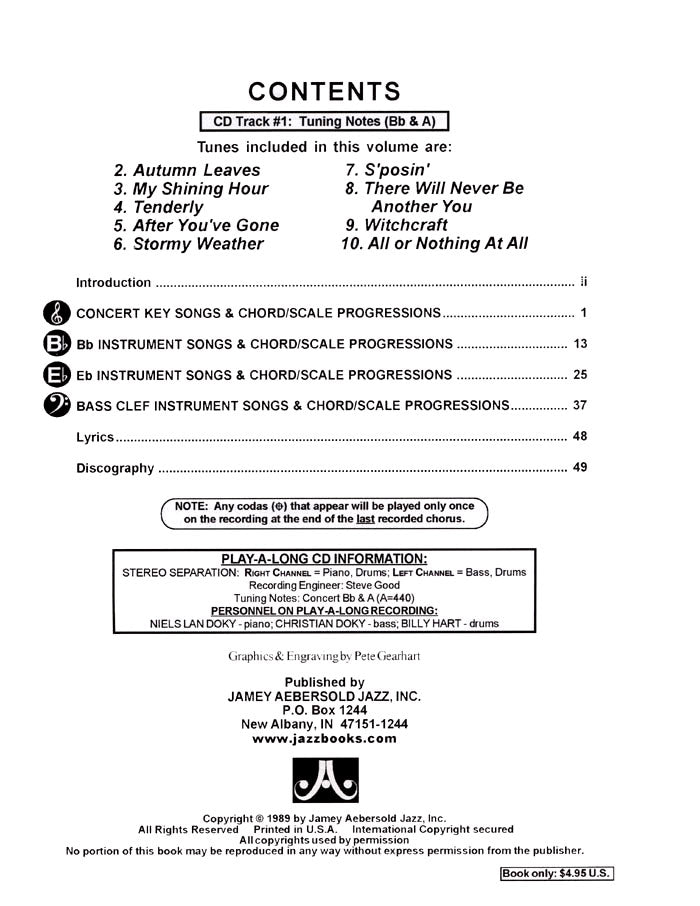 VOLUME 44 - AUTUMN LEAVES - Book/download audio tracks