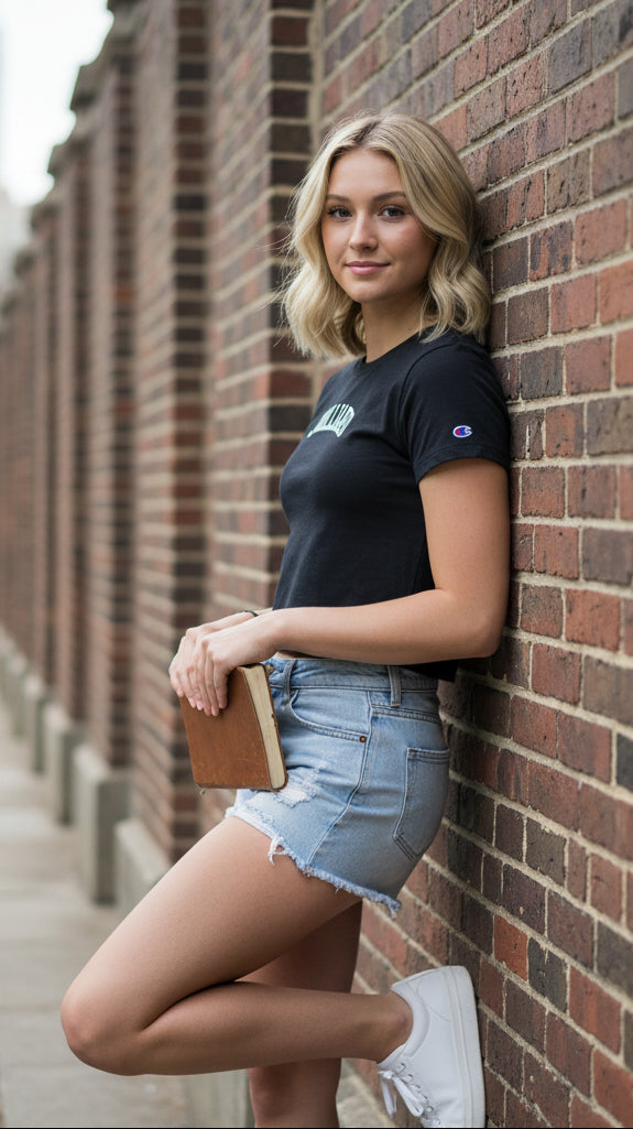 T-Shirt: Champion Core Crop Top Tee (very fitted)