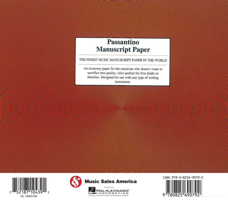 Passantino Spiral Book #79 64 Pages 8 Stave Both Sides 8x7