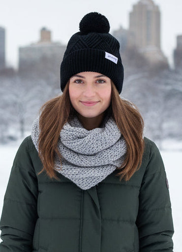 Clearance: Beanie: Juilliard diamond textured winter cap with puff