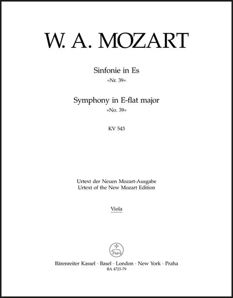Mozart: Symphony no. 39 in E-flat major K. 543 Viola Part