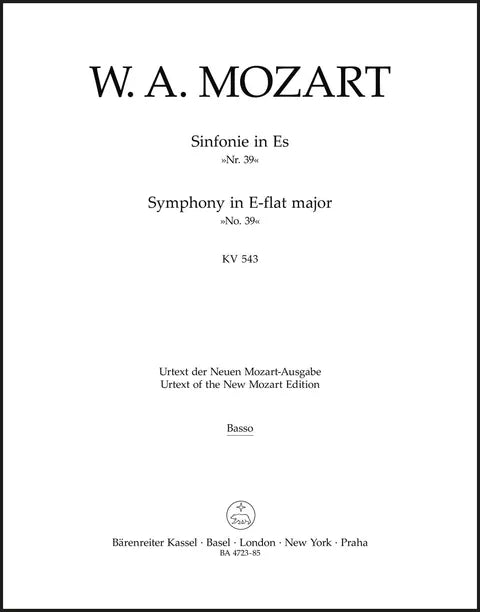Mozart: Symphony no. 39 in E-flat major K. 543 Double bass Part