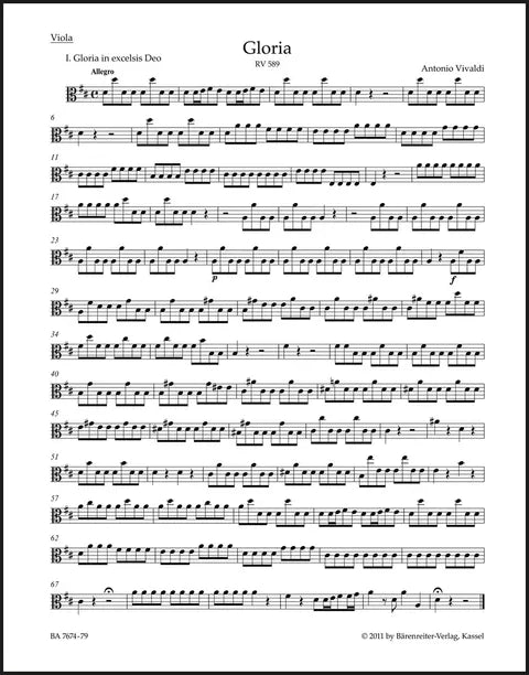 Vivaldi: Gloria RV 589 Viola Part
