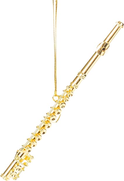 Ornament: 4.5" Gold Brass Flute