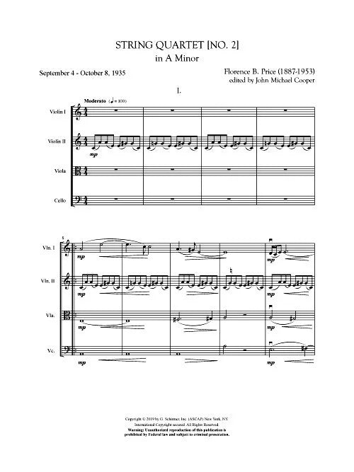 Price: String Quartet No. 2 (Score & Parts)