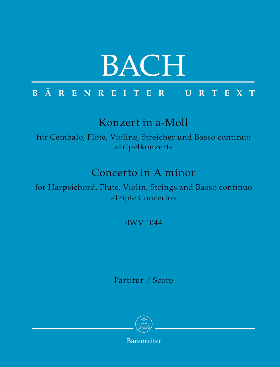 Bach Concerto for Harpsichord, Flute, Violin, Strings and Basso continuo in A minor BWV 1044 "Triple Concerto" Full Score