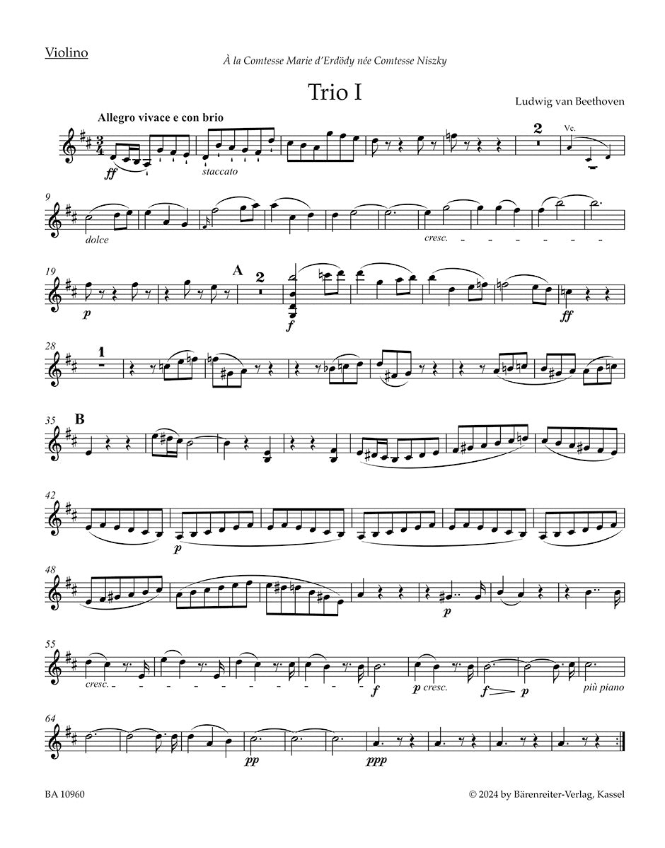 Beethoven Trios for Pianoforte, Violin and Violoncello op. 70