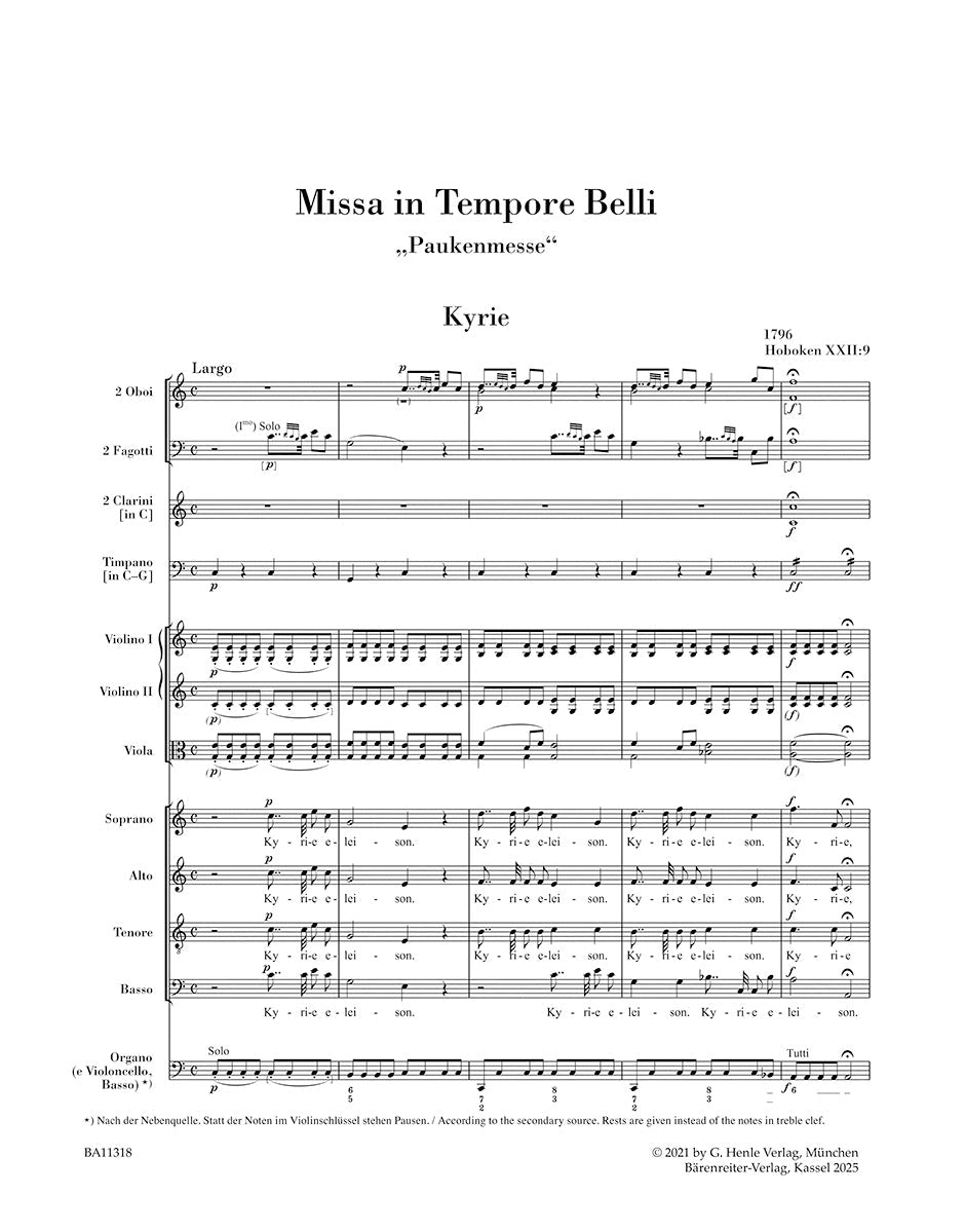Haydn: Missa in Tempore Belli, Hob. XXII:9 (Full Score)