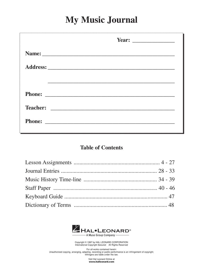 My Music Journal – Student Assignment Book