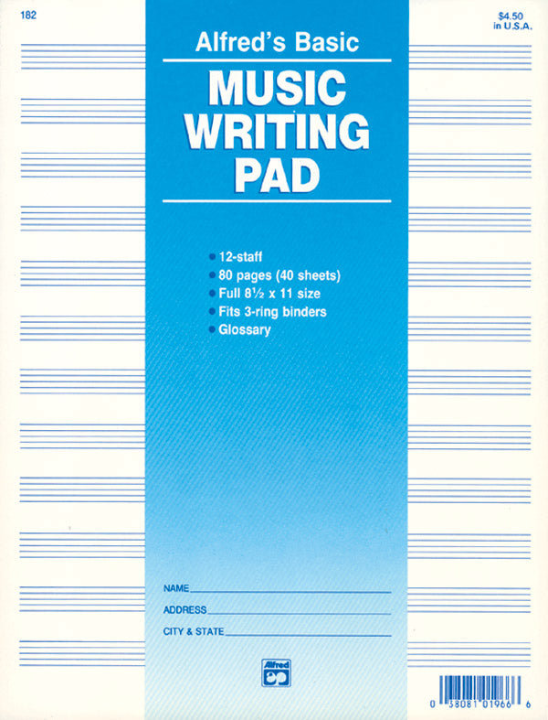 12 Stave Music Writing Pad (8.5" x 11")