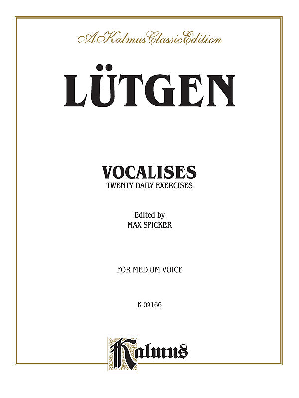 Lutgen Vocalises: 20 Daily Exercises Medium Voice