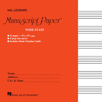 Manuscript Paper Notebook: Hal Leonard, Wide Staff (Red Cover) 32pgs (8 1/2"x8 1/2")