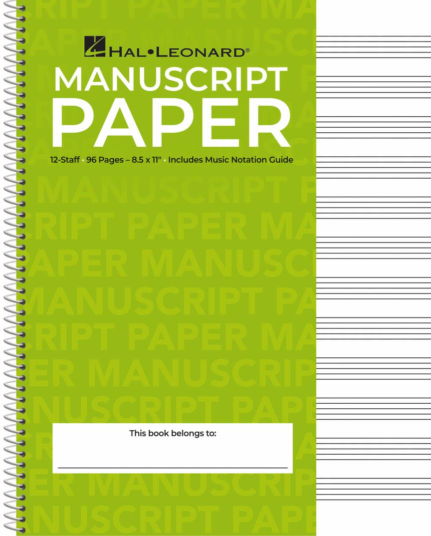 Manuscript Paper Wire-Bound: Hal Leonard, Standard (Green Cover) 96pgs (8.5" x 11")