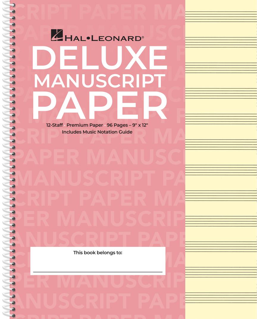 Manuscript Paper Wire-Bound: Hal Leonard, Deluxe Premium (Pink Cover) 96 pgs, 12 staves (9"x12")
