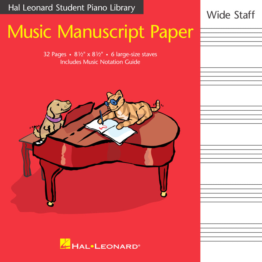 Manuscript Paper: Hal Leonard, Student Piano Library Music Manuscript Paper (Wide-staff) 32pgs, 6 staves (8.5" x 8.5")