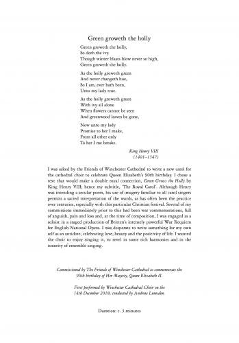 Williams Queen Elizabeth's Winchester Carol SATB