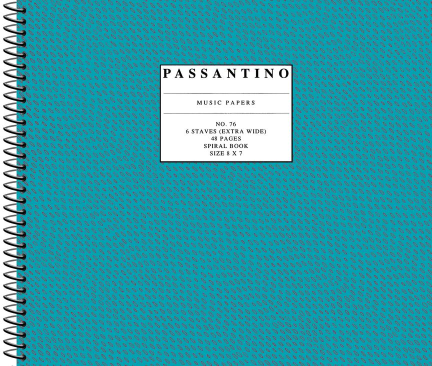 Passantino Spiral Book #76 64 Pages 6 Stave Both Sides Extra Wide 8x7