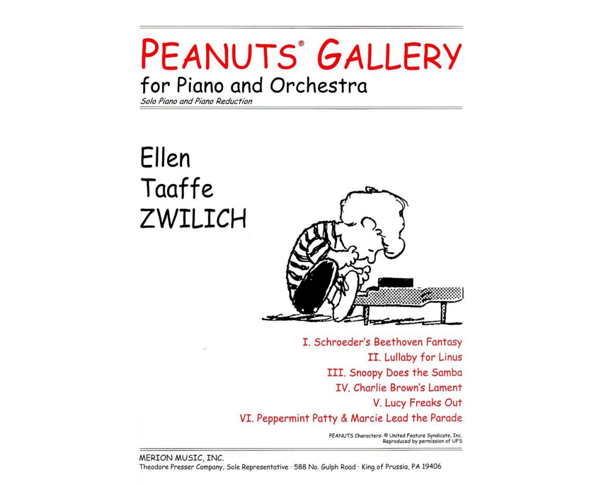 Zwilich Peanuts Gallery for Piano & Orchestra