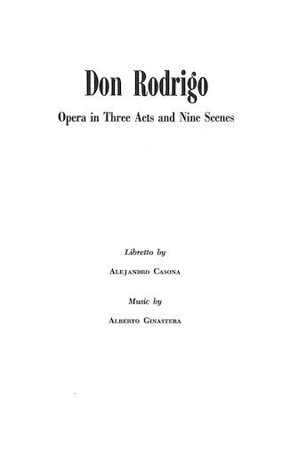 Ginastera Don Rodrigo - Libretto