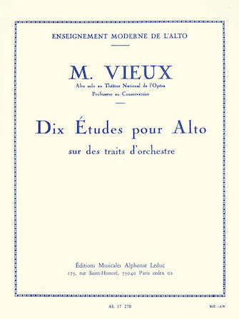 Vieux Dix Etudes pour Alto