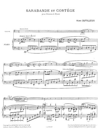 Dutilleux Sarabande et Cortege pour Basson et Piano