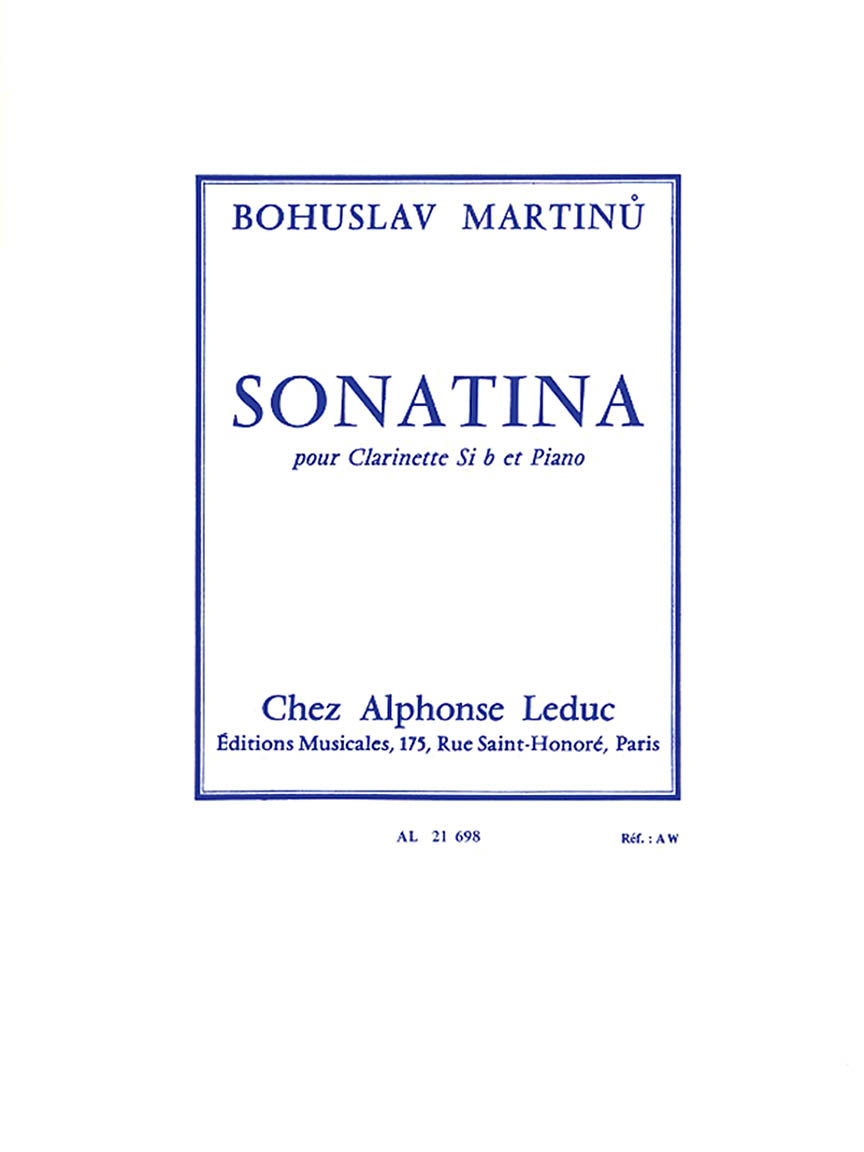 Martinu Sonatina Pour Clarinette Et Piano