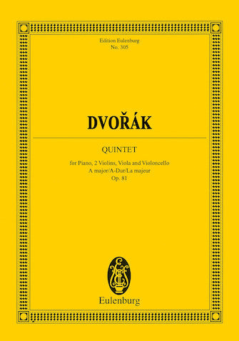 Dvořák: Piano Quintet in A Major, Op. 81 (Study Score)