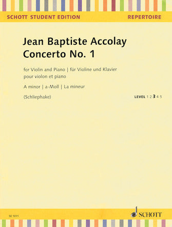 Accolay Violin Concerto No. 1 in A Minor (Violin and Piano)