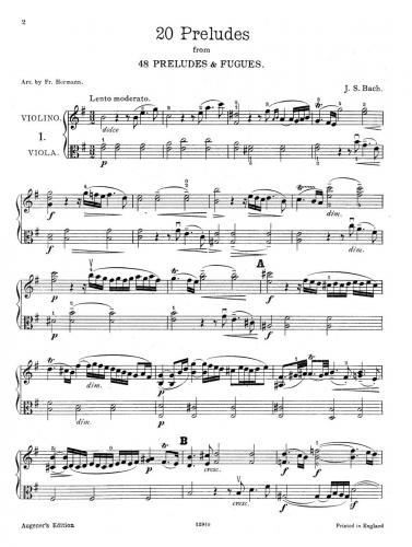 Bach 20 Preludes from The Well-Tempered Clavier Arr Violin and Viola