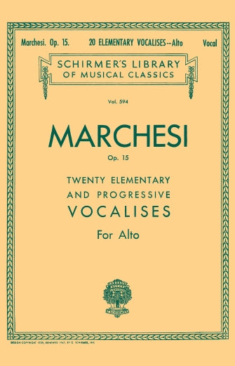 Marchesi 20 Elementary and Progressive Vocalises, Op. 15 Low Voice