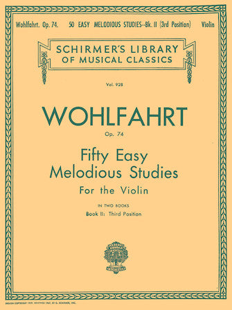 Wohlfahrt 50 Easy Melodious Studies Opus 74 Book 2