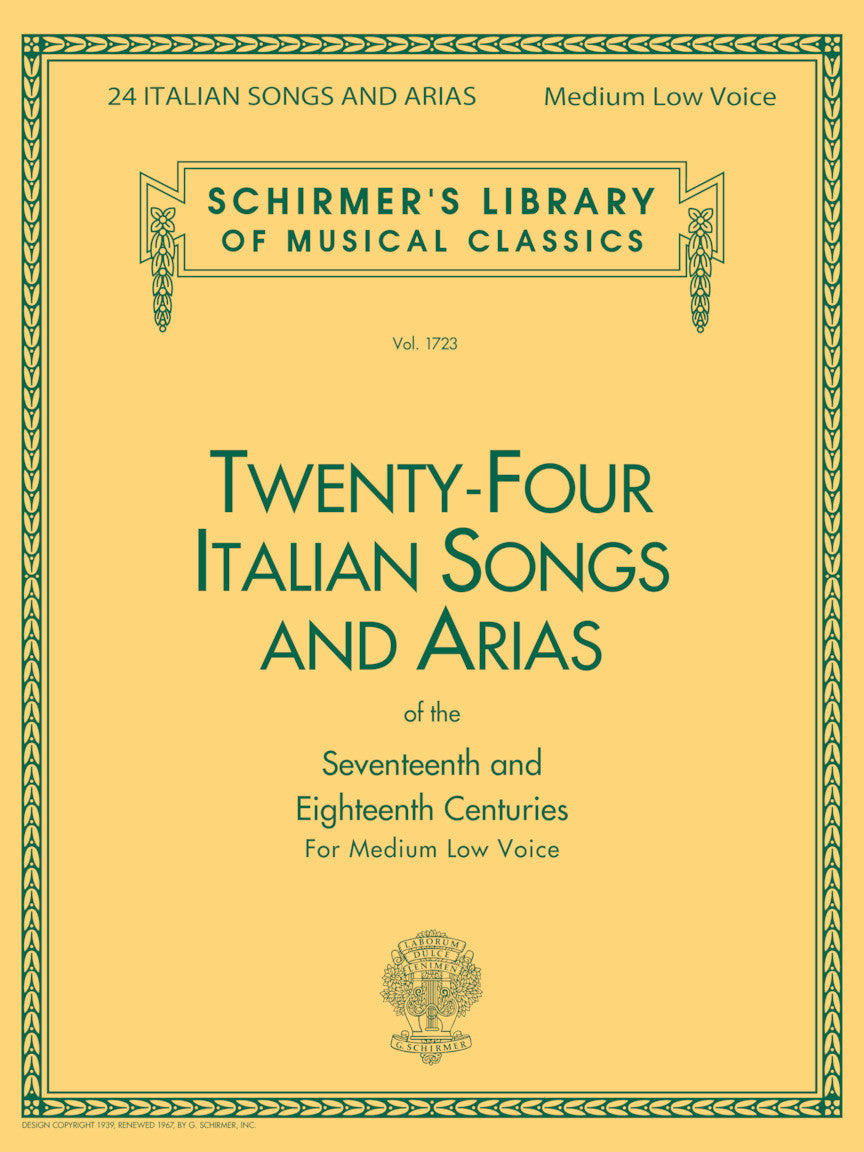 Twenty Four Italian Songs & Arias of the 17th & 18th Centuries Medium Low Voice Book Only