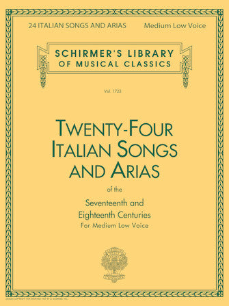 Twenty Four Italian Songs & Arias of the 17th & 18th Centuries Medium Low Voice  Book Only