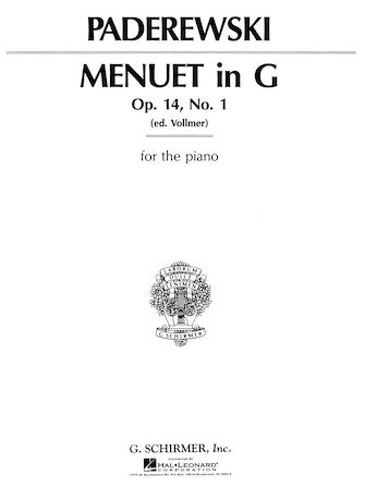 Paderewski Menuet in G, Op. 14, No. 1 Piano Solo