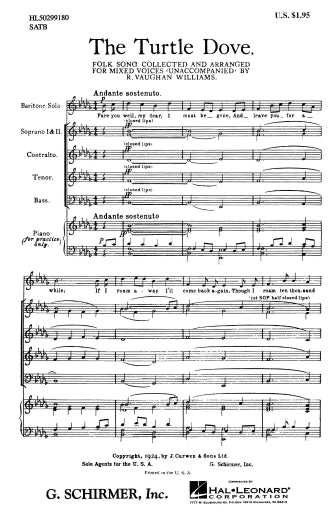 Vaughan Williams The Turtle Dove SATB