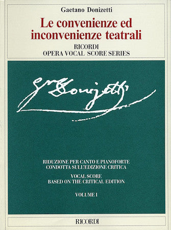 Donizetti Le convenienze ed inconvenienze teatrali Vocal Score