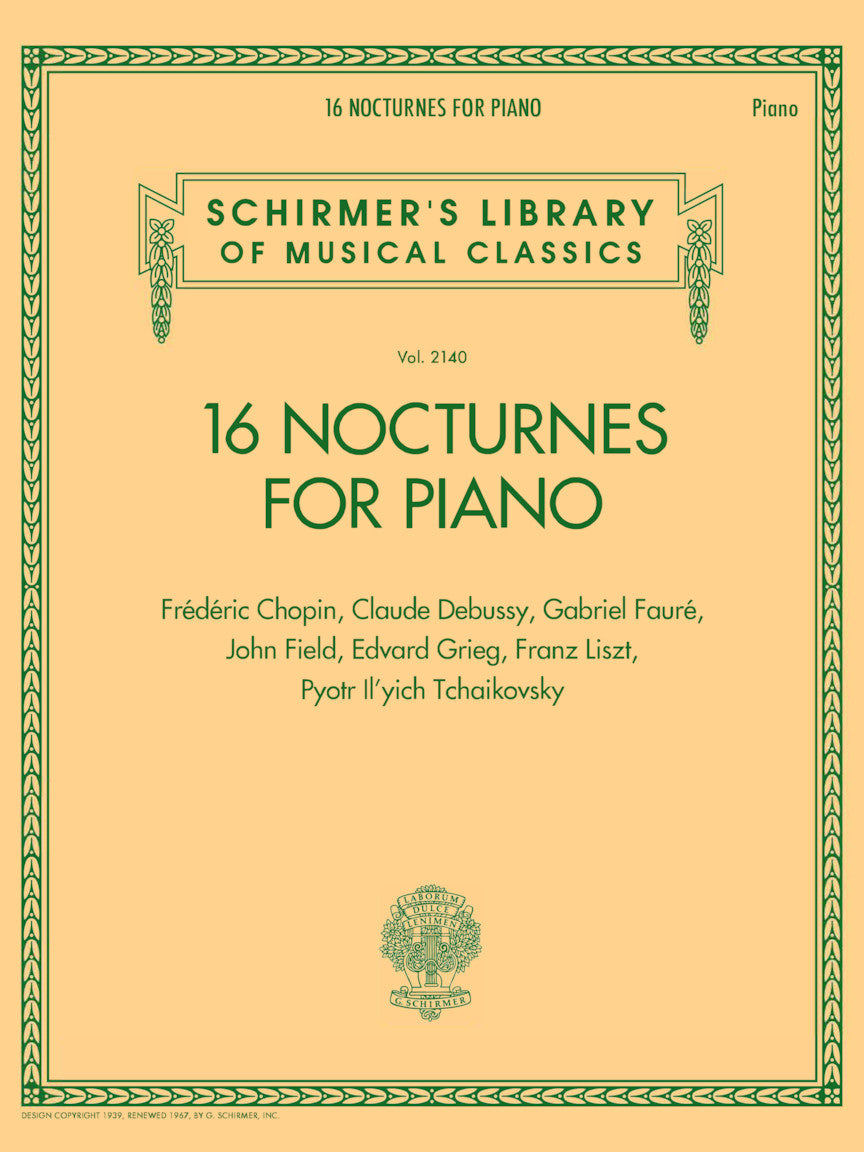 16 Nocturnes For Piano Schirmer Library - Schirmer Library 2140