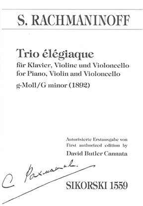 Rachmaninoff Trio Elegiaque G Minor Piano Trio Violin/Cello/Piano