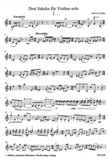 Lischka 3 Pieces for Violin