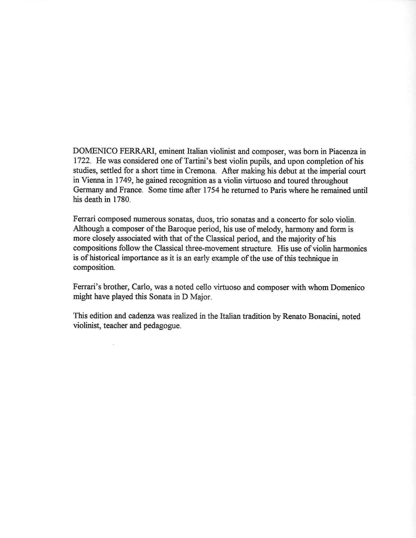 Ferrari Sonata for Violin and Cello