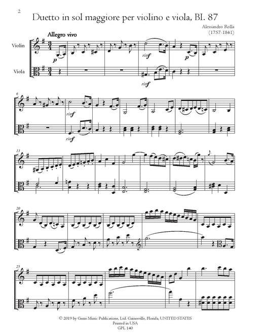 Rolla: 78 Violin Viola Duets Vol. 15 (87-90)