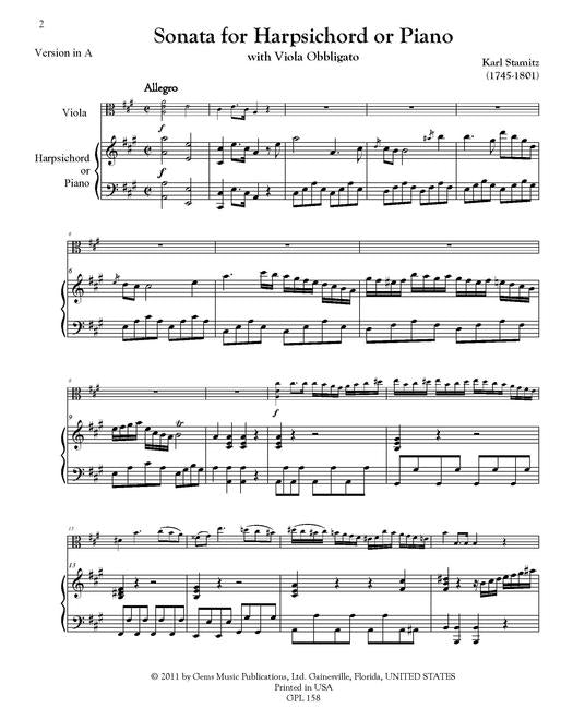Stamitz Viola Sonata in A/Bb Major