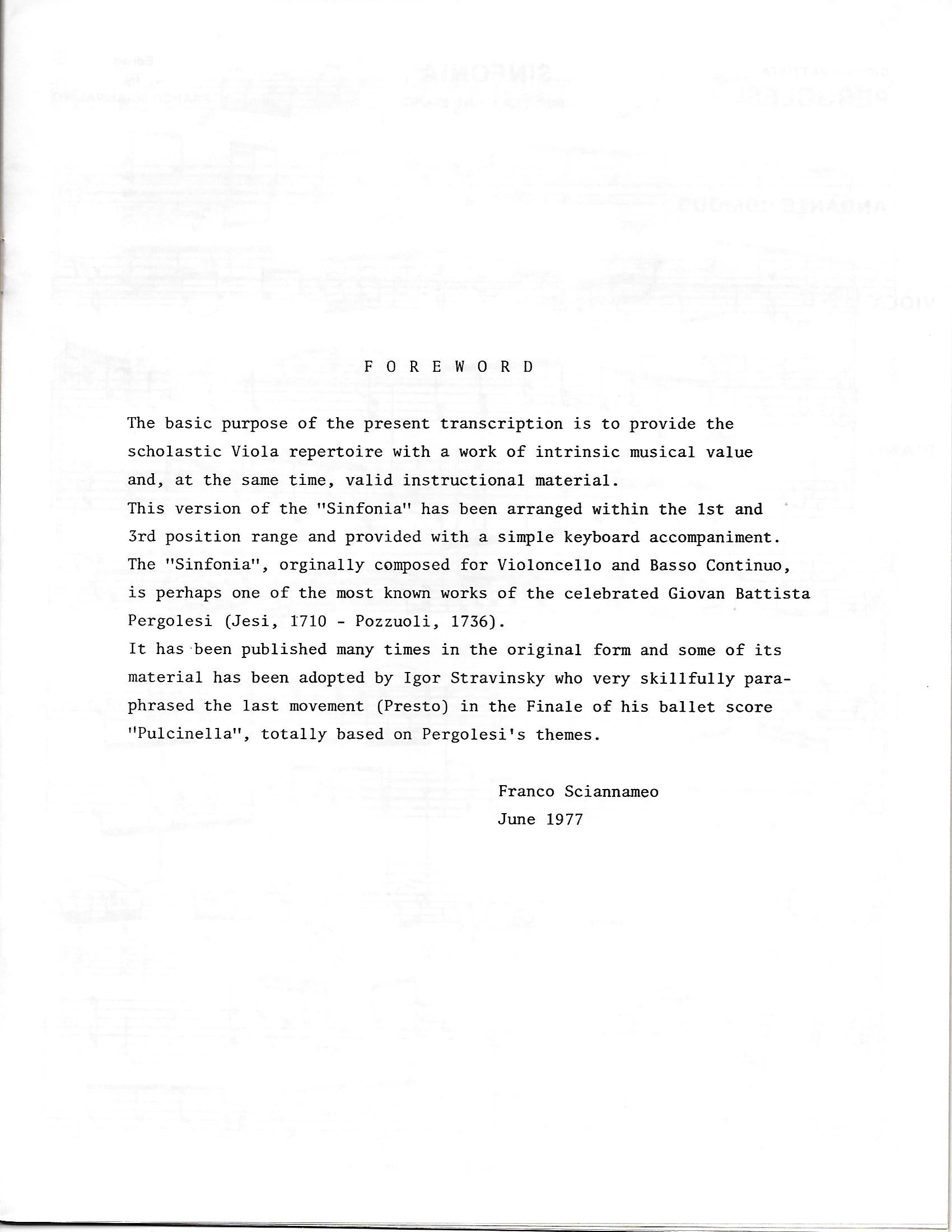 Pergolesi Sinfonia for viola and piano