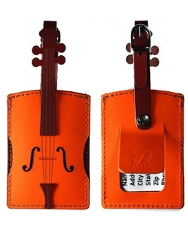 Leather and Suede Violin Luggage Tag