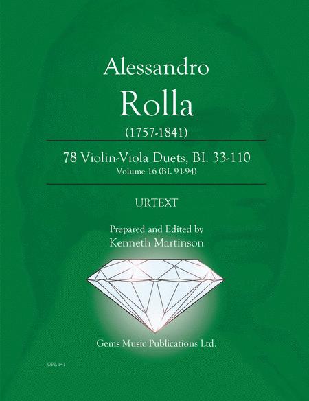 Rolla: 78 Violin-Viola Duets, BI. 33-110 Volume 16 (BI. 91-94)